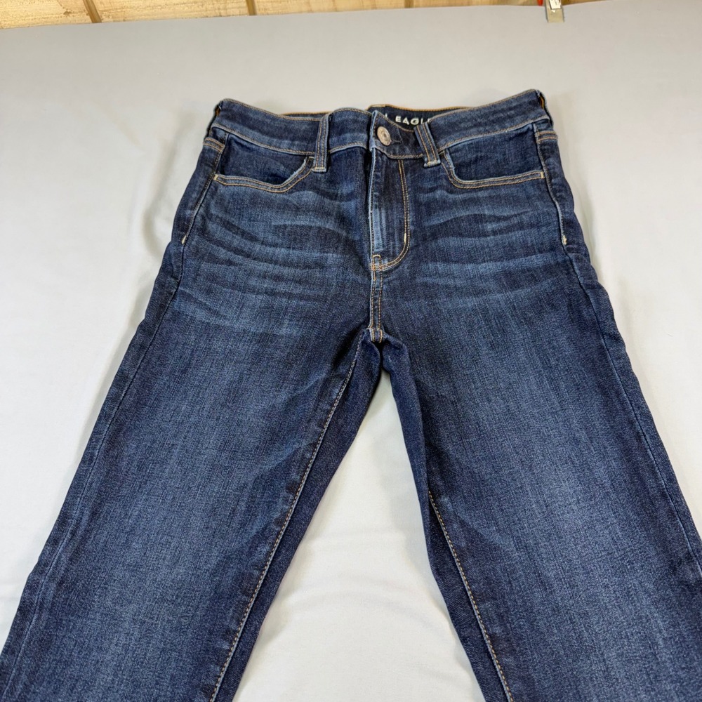 American Eagle Hi-Rise Jegging Dark Indigo Next Level Stretch Jeans Womens 8 Reg